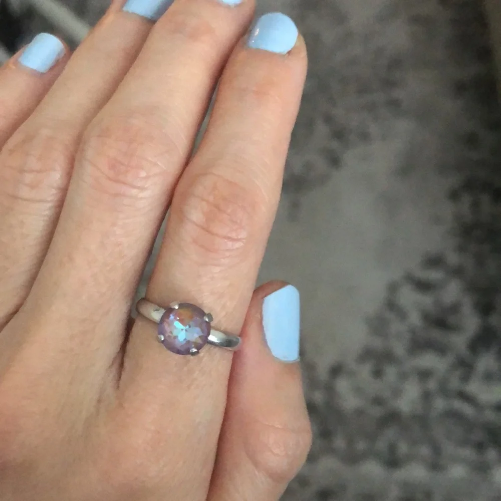 Purple Gray Griege Crystal Ring